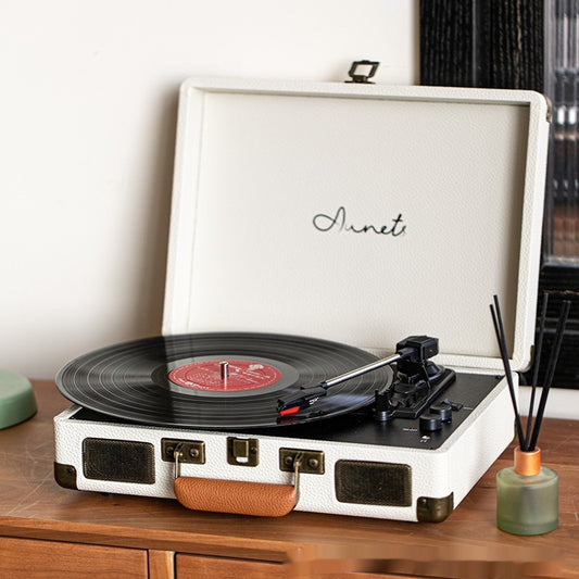 Vintage Bluetooth Record Player – 3-Speed Belt-Drive Turntable with Built-In Speakers & RCA Output