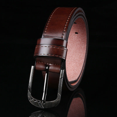 Retro Microfiber Leather Belt – Vintage Style Adjustable Pin Buckle