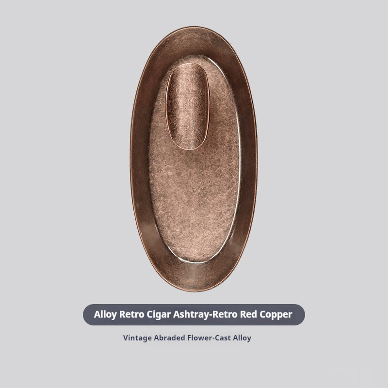 Red copper-colored ashtray on a supplier caption panel