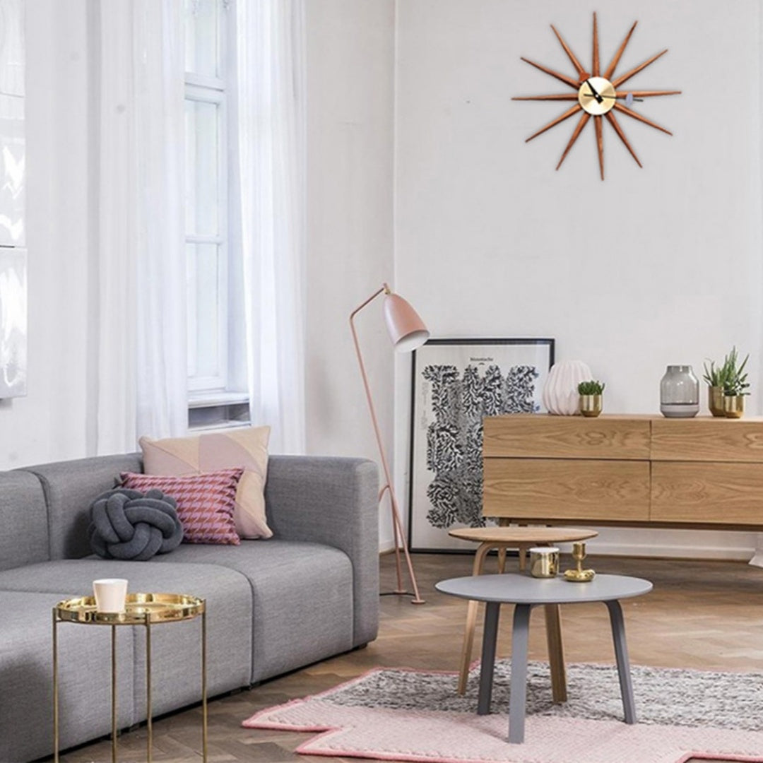 Mid-Century Starburst Wall Clock – Retro Beech Wood Design (Premium Edition)