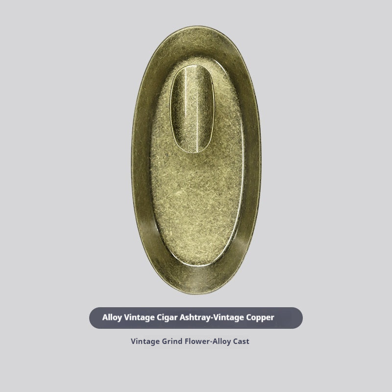 Bronze-colored ashtray on a supplier caption panel