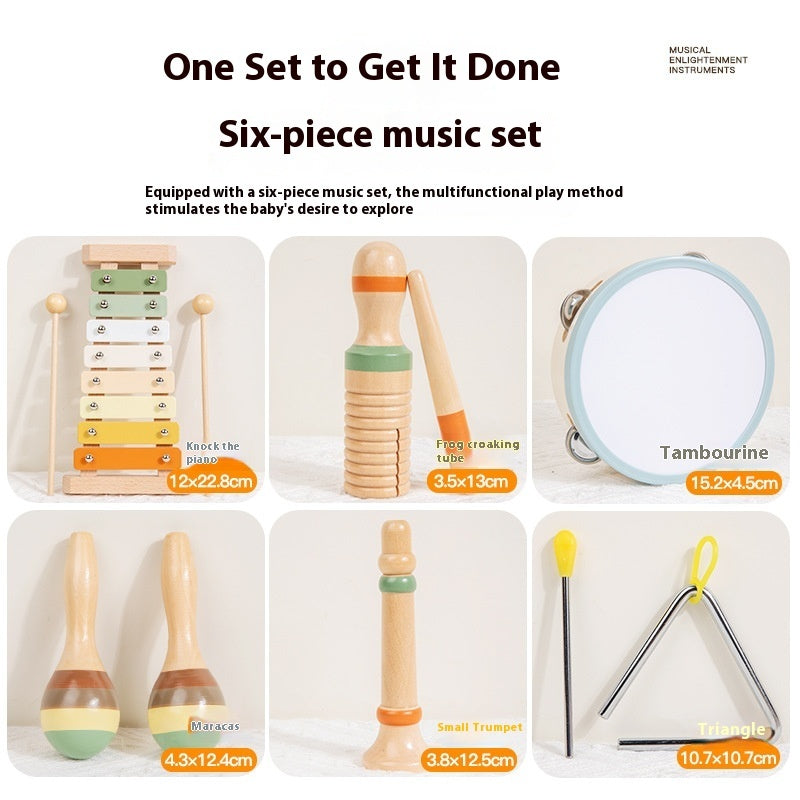 Wooden Orff Music Set for Kids – Montessori Early Education Instruments (6-Piece Set)