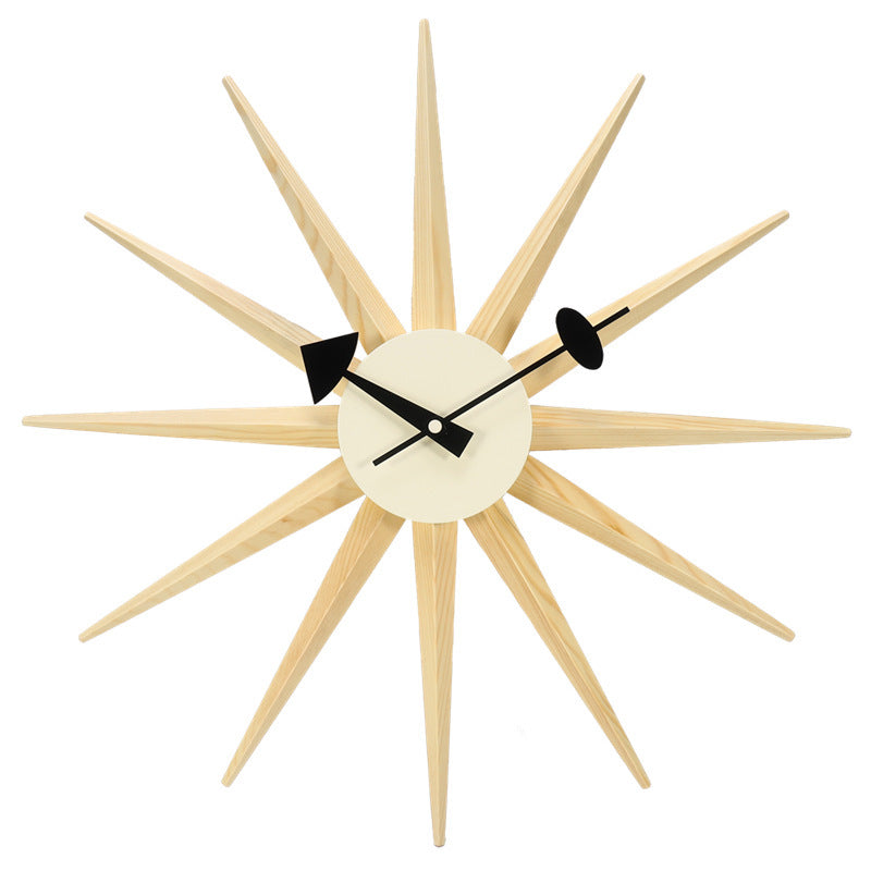 Mid-Century Starburst Wall Clock – Retro Beech Wood Design (Premium Edition)