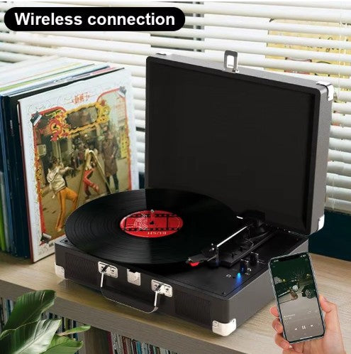 Portable Vintage Suitcase Turntable (Maio C210) — 3-Speed, Bluetooth TX/RX, Built-In Speakers