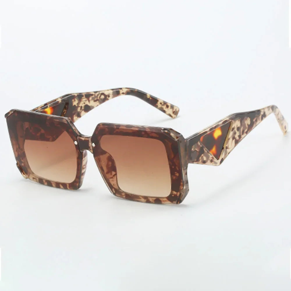 Brown tortoiseshell angular sunglasses with brown gradient lenses