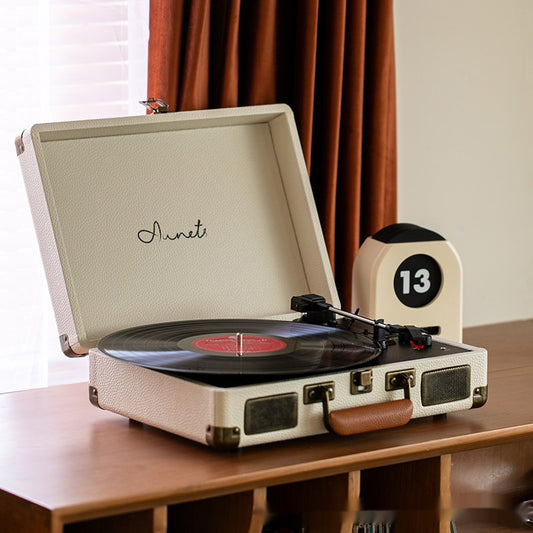 Vintage Bluetooth Record Player – 3-Speed Belt-Drive Turntable with Built-In Speakers & RCA Output