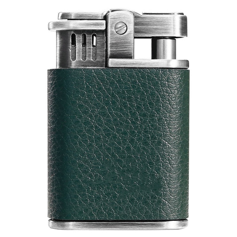 Retro Leather-Wrapped Kerosene Lighter – Vintage Flint Wheel Windproof Design